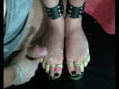 Slave removes boots bound feet falaka