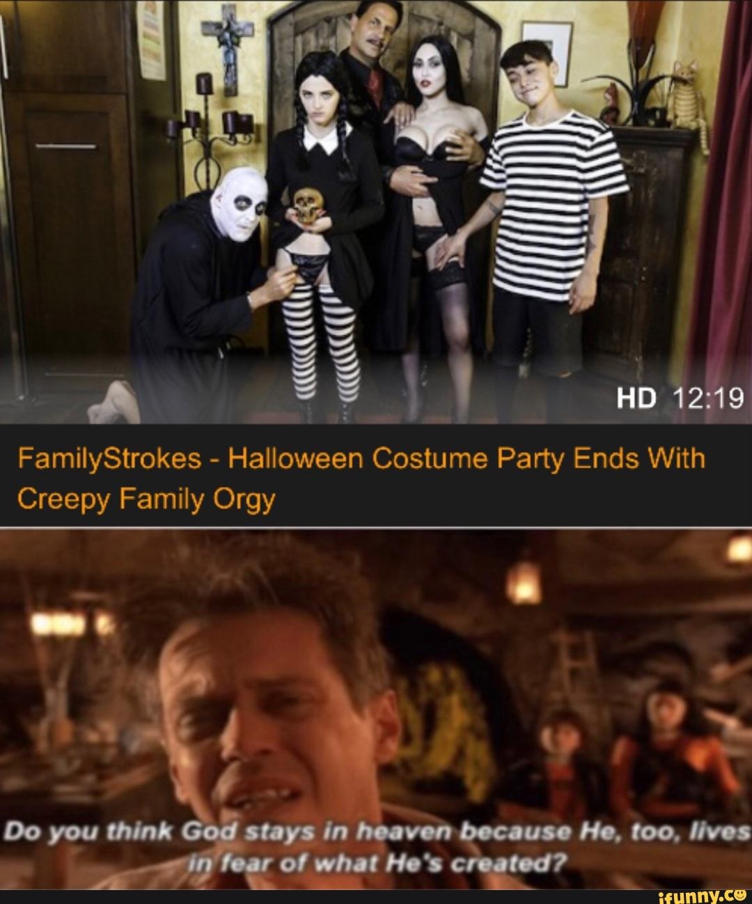 Familystrokes halloween costume with creepy