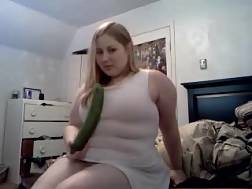 German brunette with gorgeous mastur cucumbers