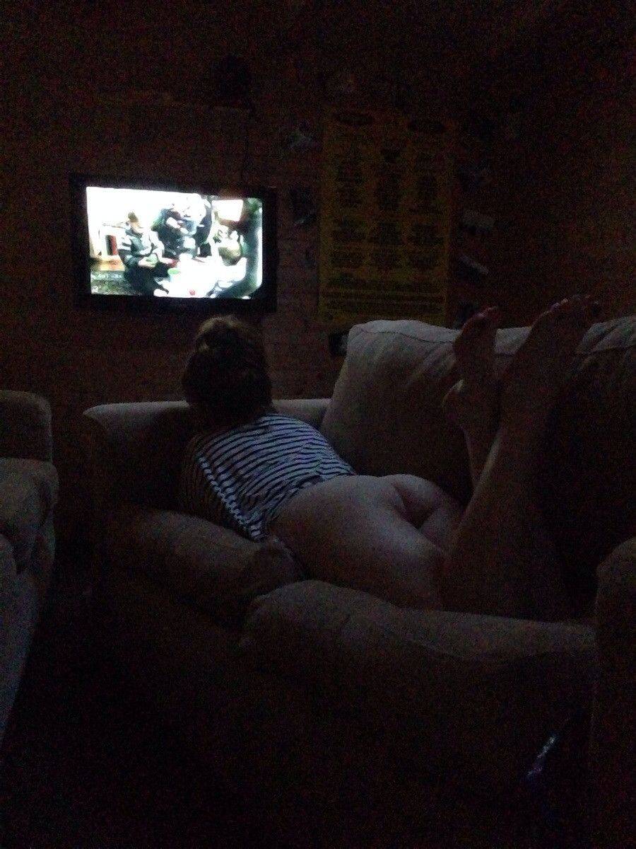 Watching tv naked